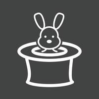 Rabbit in Hat Line Inverted Icon vector