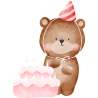 Bear and birthday cake png