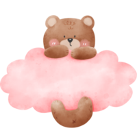 Bear and cloud in watercolor png