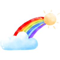 Rainbow sunny watercolor png