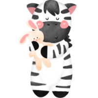 Sleepy Zebra with bunny png