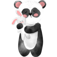 schläfriger Panda und Hase png