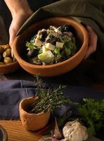 A vertical shot of a luxurious restaurant table with gourmet Georgian dishes photo