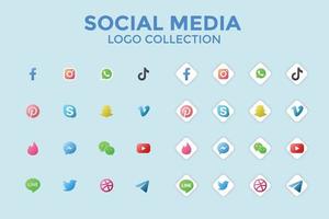 3d color social media icons modern icons set vector