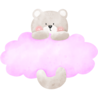 urso e nuvem em aquarela png