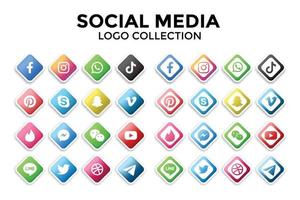 3d color social media icons modern icons set vector