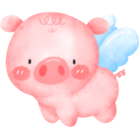 cute pig watercolor png