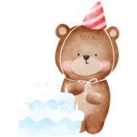 Bear and birthday cake png