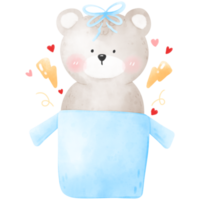 Bear in gift box watercolor png