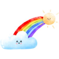 arcobaleno soleggiato acquerello png