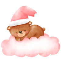 aquarela de urso dormindo png