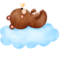 Bear sleeping on a cloud png