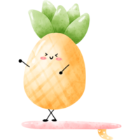 surfing ananas vattenfärg png