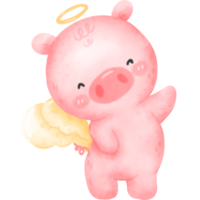 cute pig watercolor png