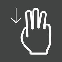 icono de línea invertida de tres dedos hacia arriba vector