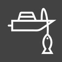 Fishing Boat Line Inverted Icon vector