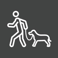 icono de línea invertida de perro caminando vector