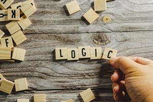 Logic Word Written In Wooden Cube photo