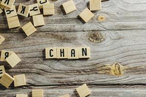 Change word cube on wood background ,English language learning concept photo