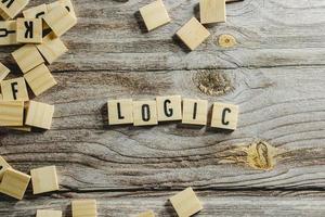 Logic Word Written In Wooden Cube photo