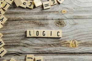 Logic Word Written In Wooden Cube photo