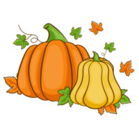 calabazas de otoño de halloween dibujadas a mano png