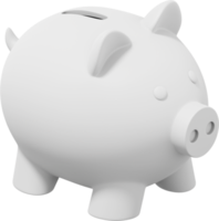 White piggy bank. PNG icon on transparent background. 3D rendering.