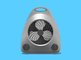 3d rendering. Realistic gray fan heater on blue background. Front view. photo