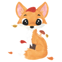 aquarela de animal raposa no outono