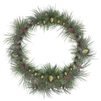 garland and wreath of spruce branches, Christmas door decor png