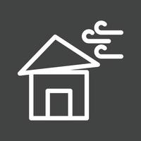 Winds Hitting House Line Inverted Icon vector