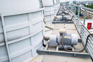 Electric motor industry in cooling tower system and install on rooftop of building for chiller system. photo