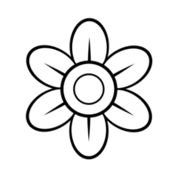ilustración de icono de flor de arte de línea negra, decoración de contorno de cabeza de flor. png