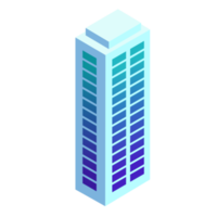 Isometric building icon, PNG with transparent background.