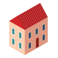 Isometric building icon, PNG with transparent background.