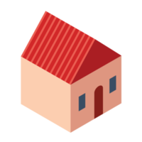 Isometric building icon, PNG with transparent background.