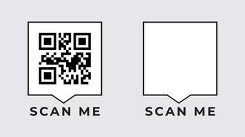 Scan qr mobile banner. Empty and filled scope digital code with technology of identifying goods online barcode information with ability to check and verify web reader on vector smartphone.