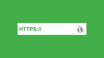 Secured https. Secure connection protocol with web certificate green letters on white panel stripe corporate information privacy line consulting blocking unwanted vector information.