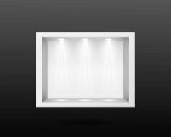 Transparent white container with glass and lighting template vector
