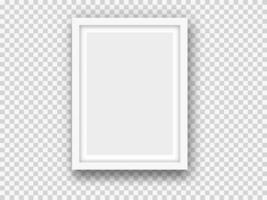 White picture or photo frame mockup isolated on light background. Rectangular banner or poster template, modern decorative design element. Realistic vector illustration.