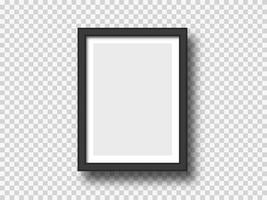 imagen de pared negra o marco de fotografía simulado aislado sobre fondo claro. banner rectangular o plantilla de póster, elemento de diseño moderno para la decoración. ilustración vectorial realista. vector