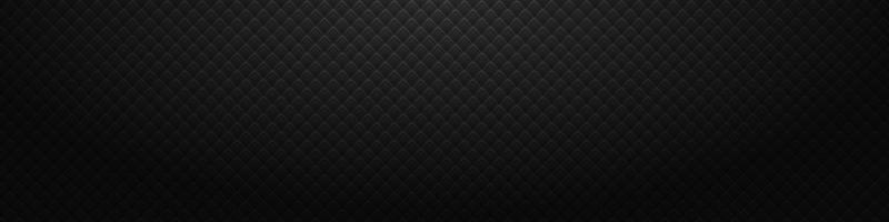 Modern black background with square cells. Dark elegant chequered backdrop. Minimalist geometric banner design template. Abstract metal texture with rectangular grid. Monochrome vector illustration.