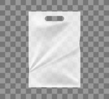 White polythene package isolated mockup. Empty ransparent bags for food and garbage plastic containers for easy carrying of vector items.