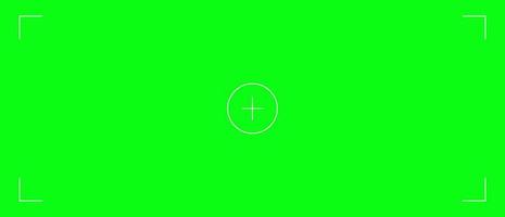 Green screen movie template. Film chromakey with an aim in center and corners of frame special effect overlaying computer graphics on real shots,modern style filming vector movie.