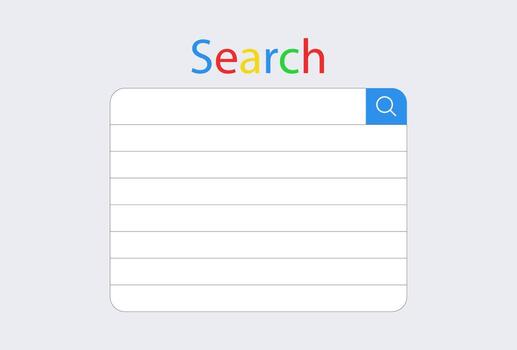 Search web string template. Online banner interface of navigation web page digital symbol of information retrieval necessary information in cloud quantum libraries vector knowledge.