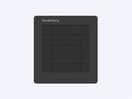 Frame with cells inventory for mobile games template. User interface of RPG application for storing things and vector resources.
