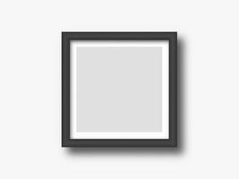 Square wall photo or painting frame mock up isolated on white background. Modern decorative design element for banner or poster. Realistic vector illustration.
