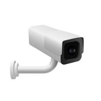 White surveillance camera. Electronic realistic video device for control and protection against criminals security digital vector system