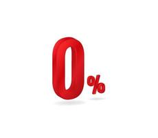 Zero red 3d percent. Promotion symbol of maximum marketing discount special market vector commercial offer.