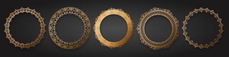 Decorative golden circles frame vector